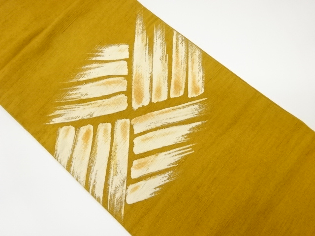 リサイクル　手織り紬網代模様名古屋帯